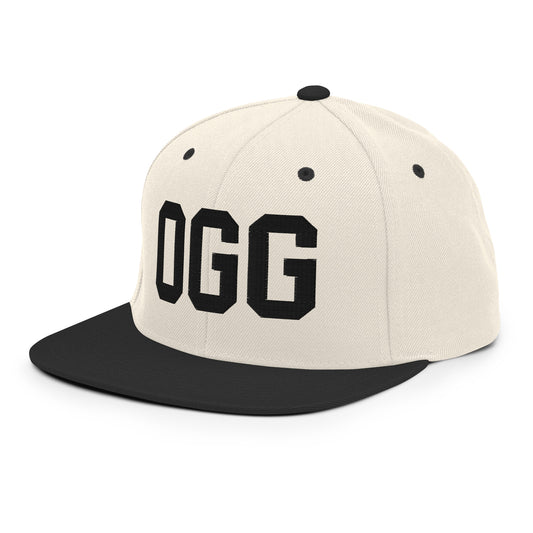 College-Style Classic Snapback Hat • Black • OGG Maui • YHM Designs - Image 01