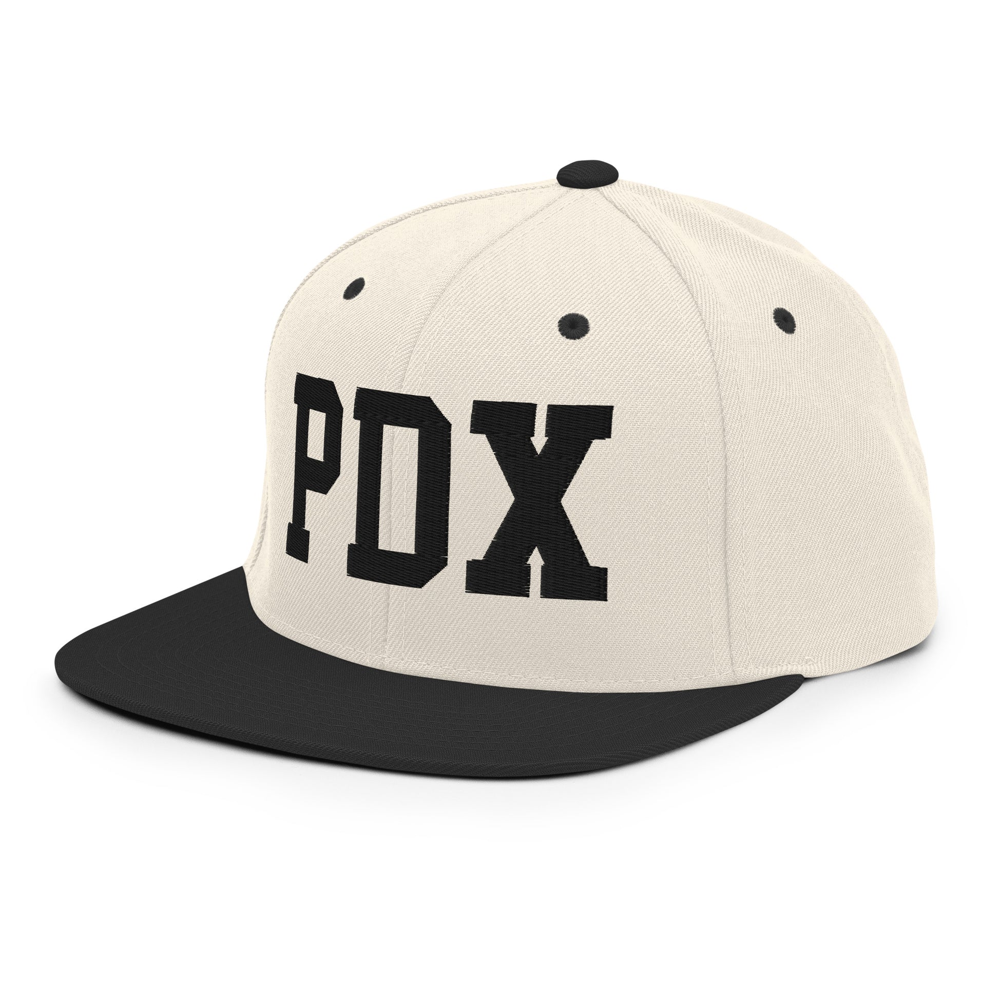 College-Style Classic Snapback Hat • Black • PDX Portland • YHM Designs - Image 01