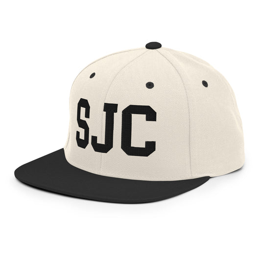 College-Style Classic Snapback Hat • Black • SJC San Jose • YHM Designs - Image 01