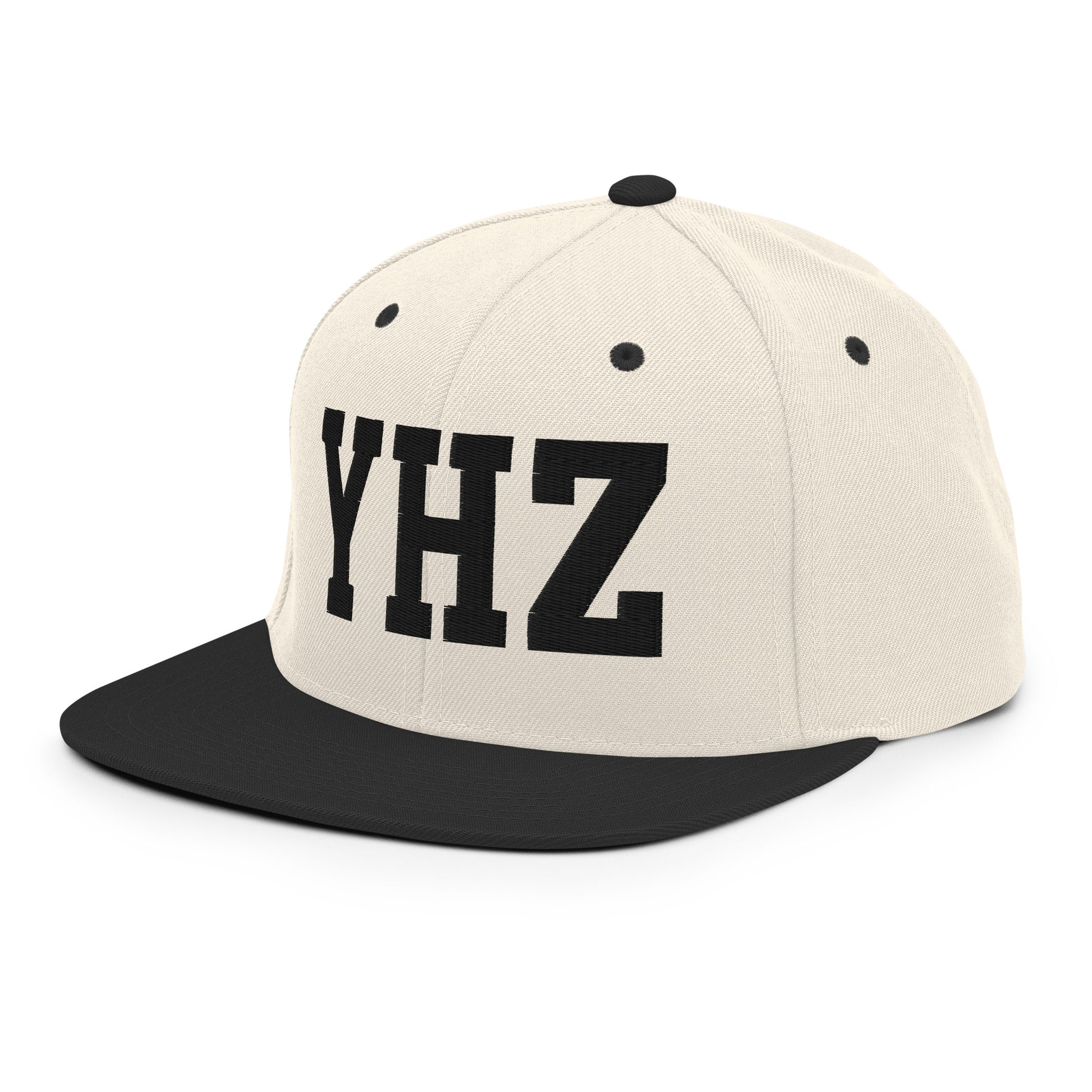College-Style Classic Snapback Hat • Black • YHZ Halifax Souvenir • YHM Designs - Image 01