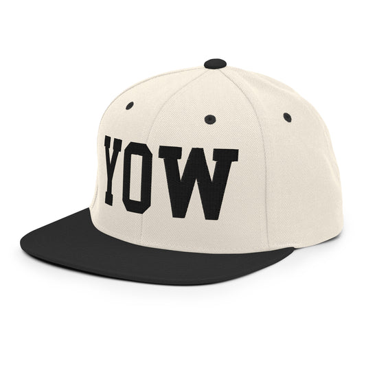 College-Style Classic Snapback Hat • Black • YOW Ottawa • YHM Designs - Image 01