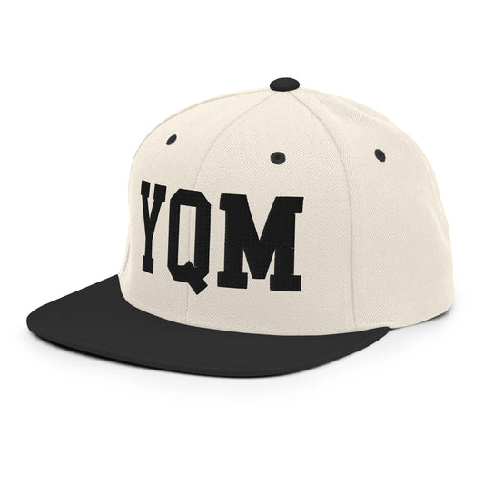College-Style Classic Snapback Hat • Black • YQM Moncton • YHM Designs - Image 01
