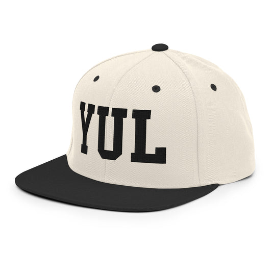 College-Style Classic Snapback Hat • Black • YUL Montreal • YHM Designs - Image 01