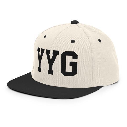College-Style Classic Snapback Hat • Black • YYG Charlottetown • YHM Designs - Image 01