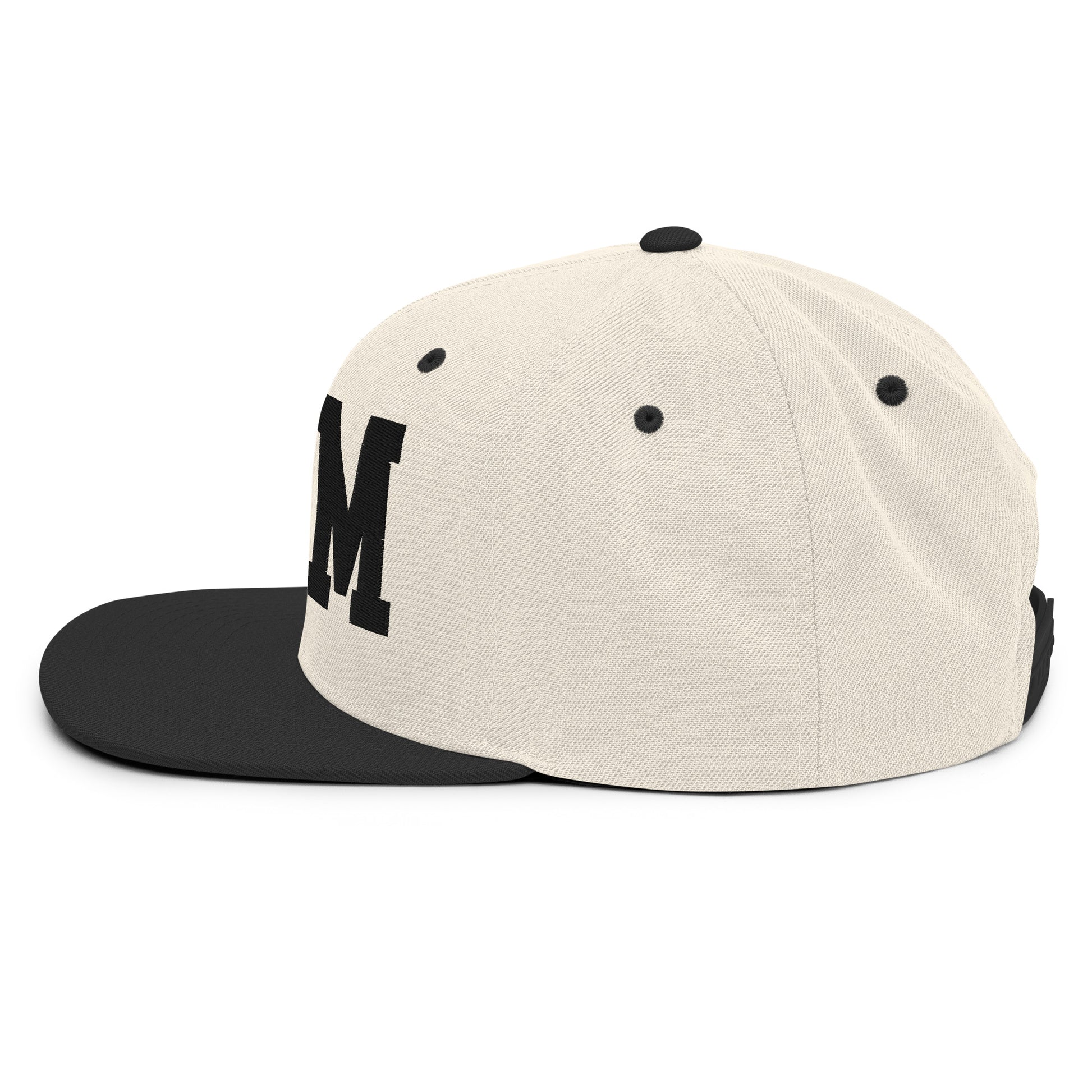 College-Style Classic Snapback Hat • Black • YQM Moncton • YHM Designs - Image 33