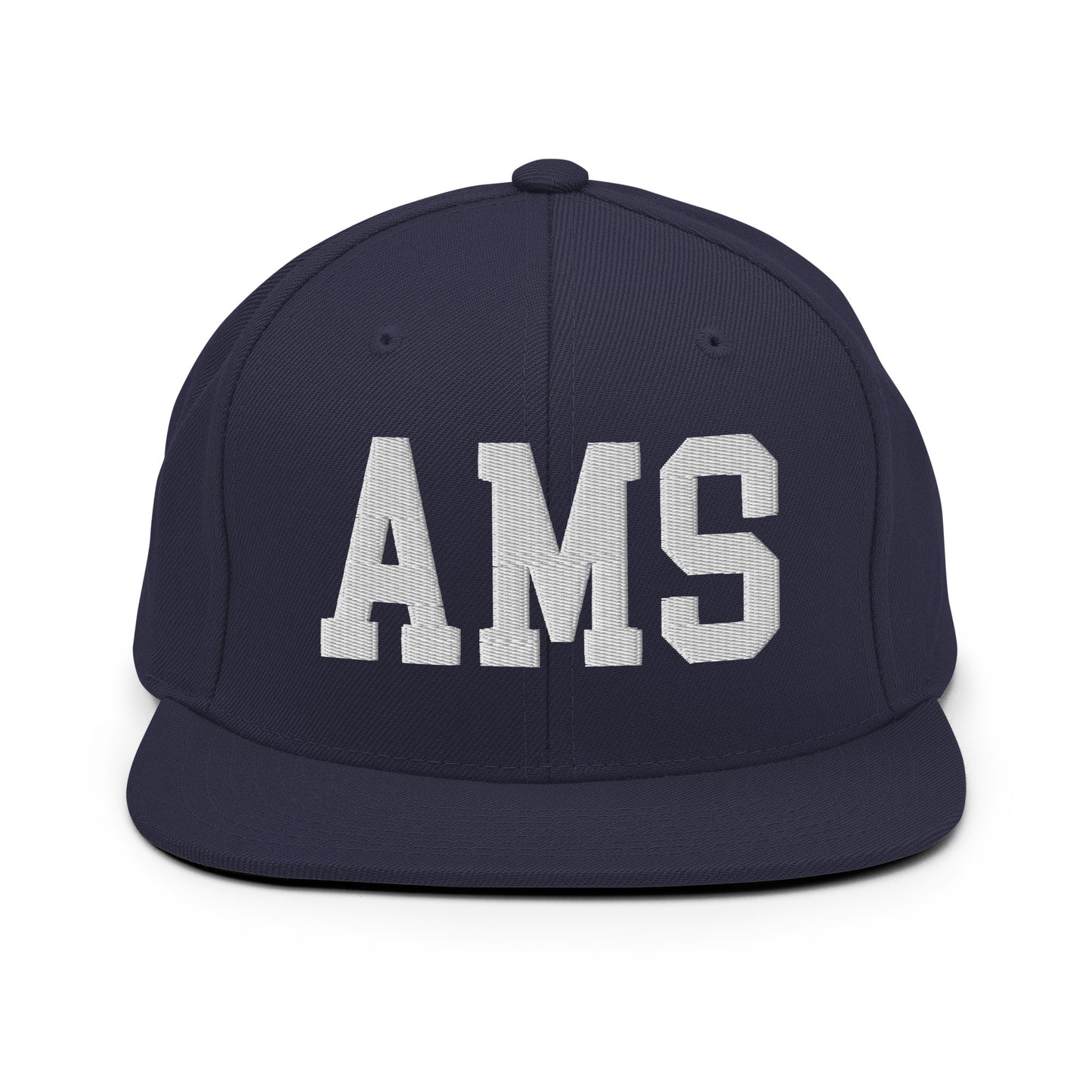 College-Style Classic Snapback Hat • White • AMS Amsterdam • YHM Designs - Image 15