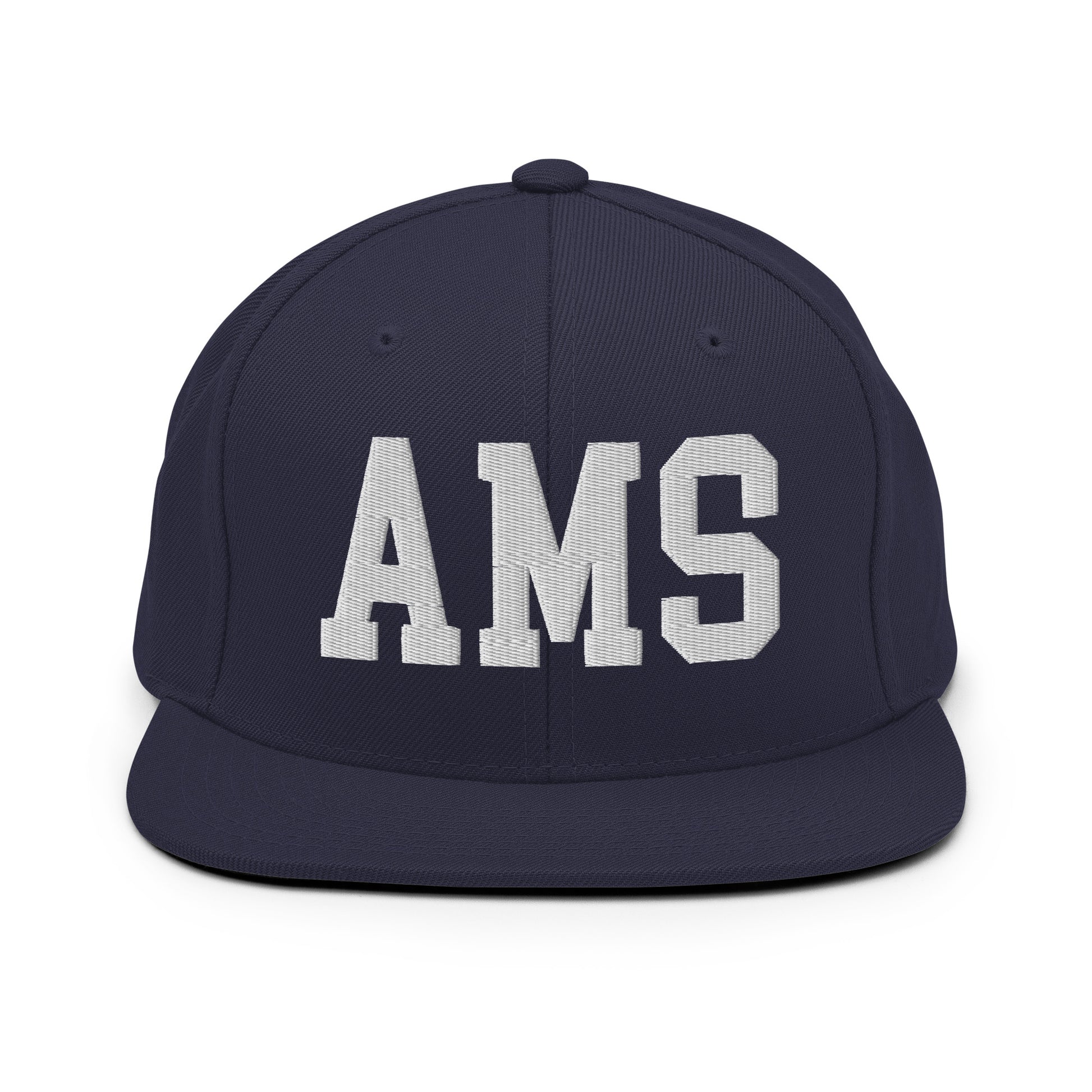 College-Style Classic Snapback Hat • White • AMS Amsterdam • YHM Designs - Image 15