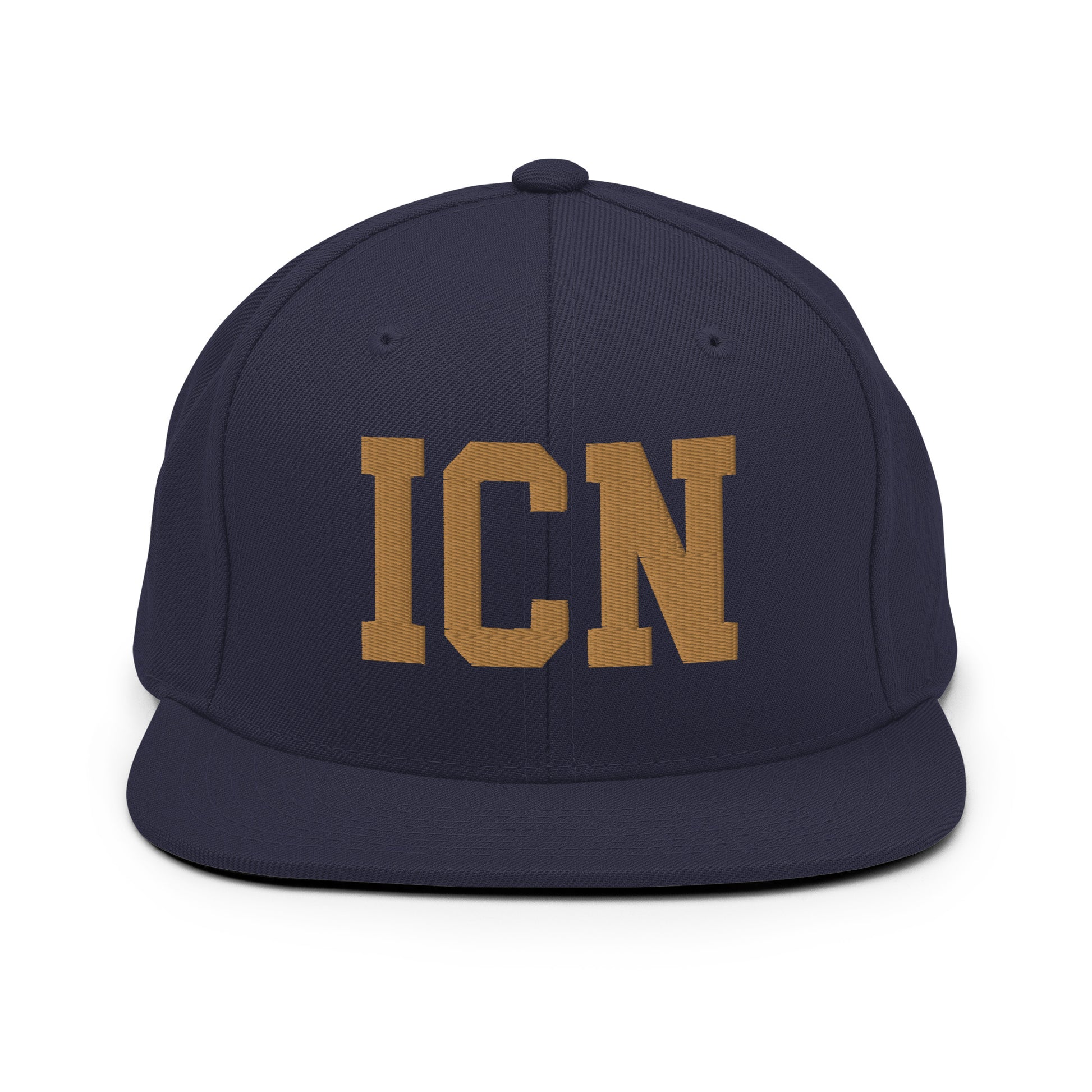 College-Style Classic Snapback Hat • Old Gold • ICN Seoul Souvenir • YHM Designs - Image 14