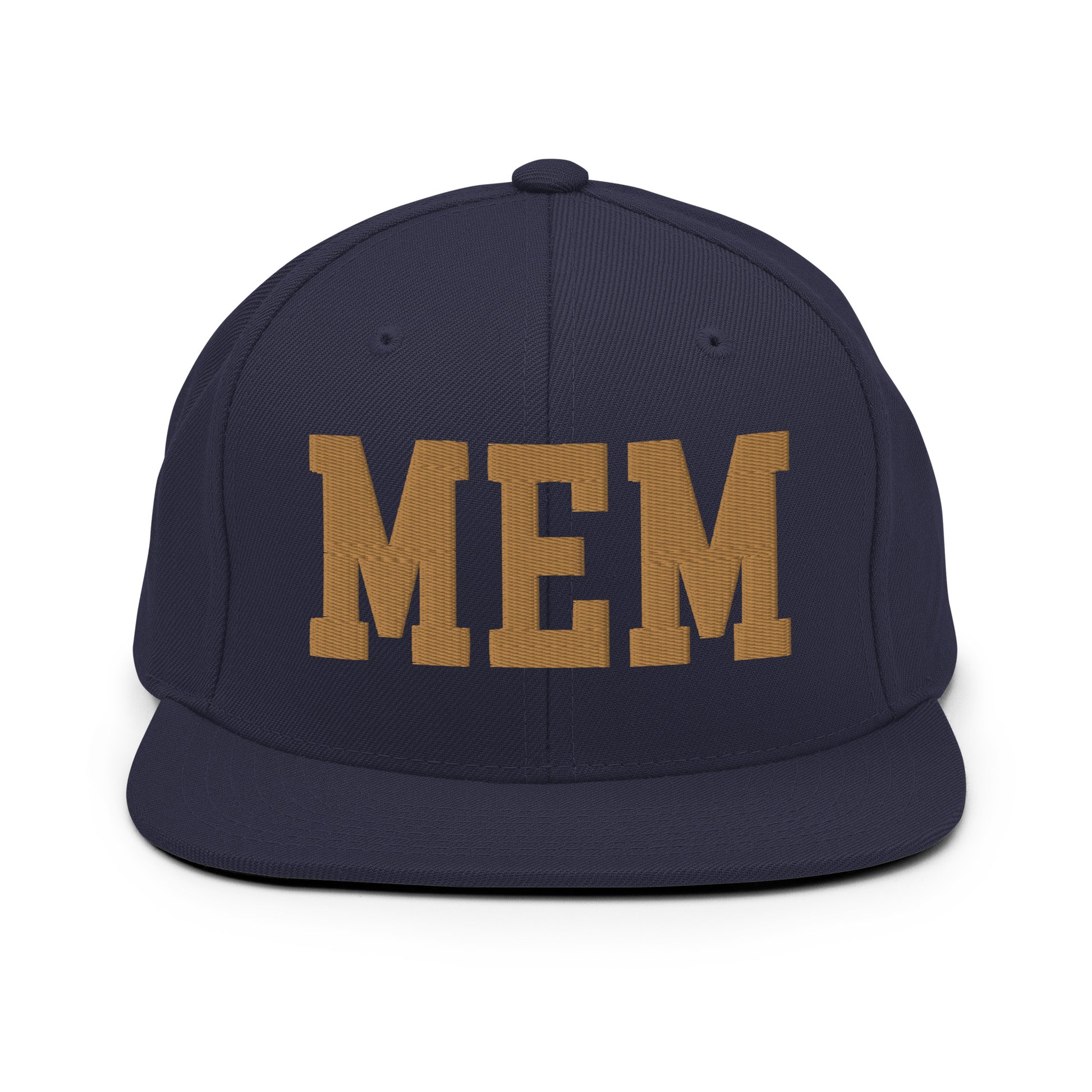 College-Style Classic Snapback Hat • Old Gold • MEM Memphis • YHM Designs - Image 14