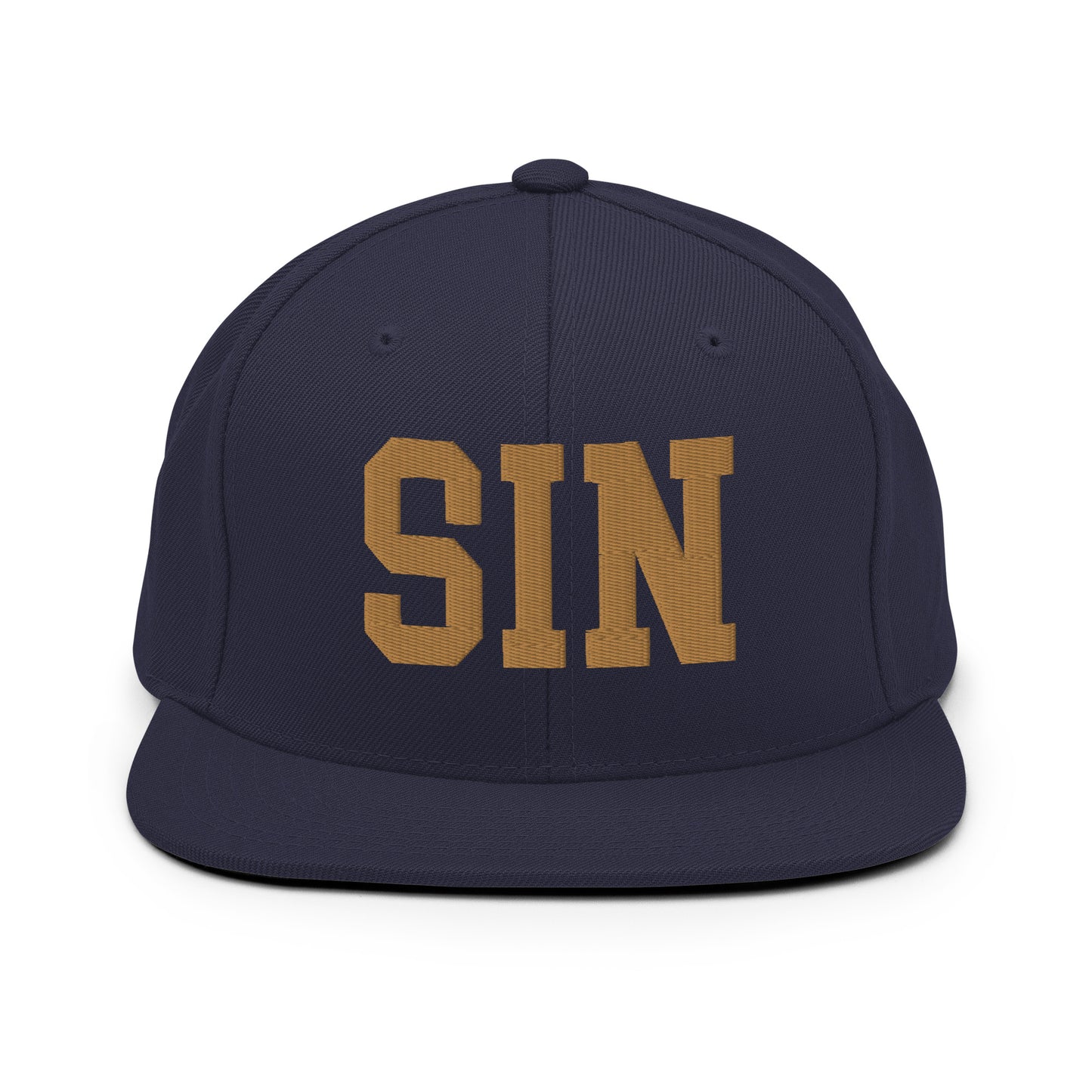 College-Style Classic Snapback Hat • Old Gold • SIN Singapore Souvenir • YHM Designs - Image 14