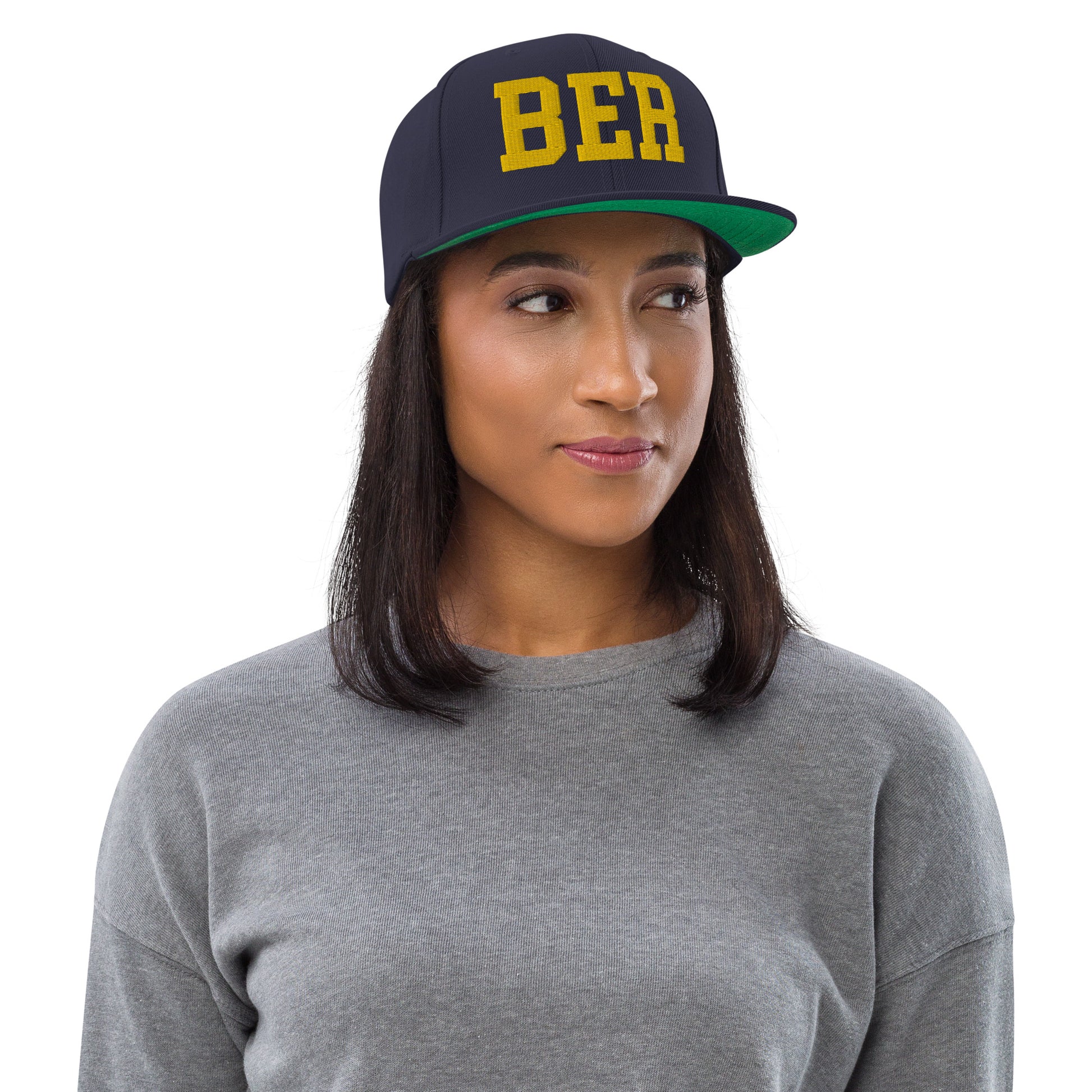 College-Style Classic Snapback Hat • Gold • BER Berlin • YHM Designs - Image 04