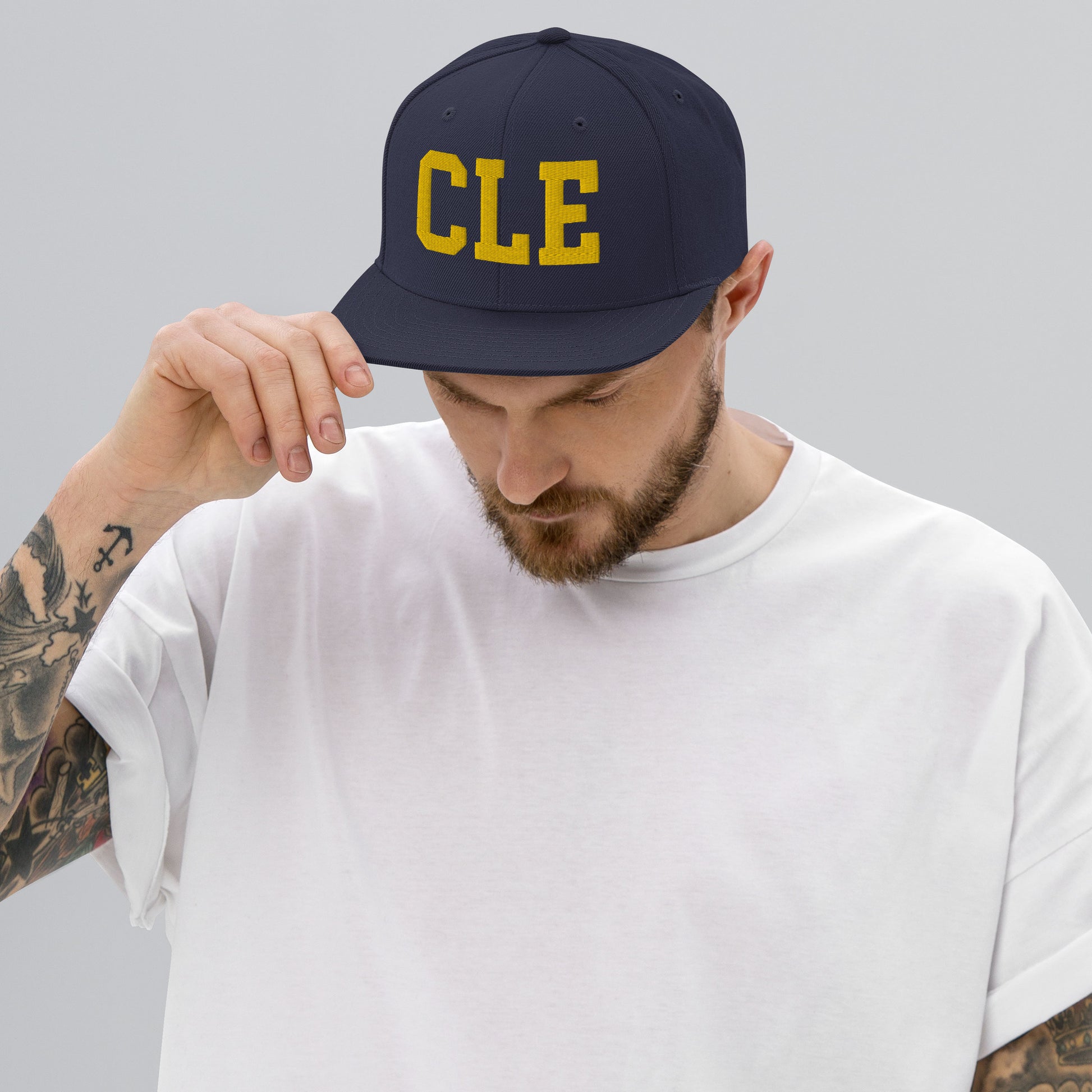 College-Style Classic Snapback Hat • Gold • CLE Cleveland • YHM Designs - Image 06