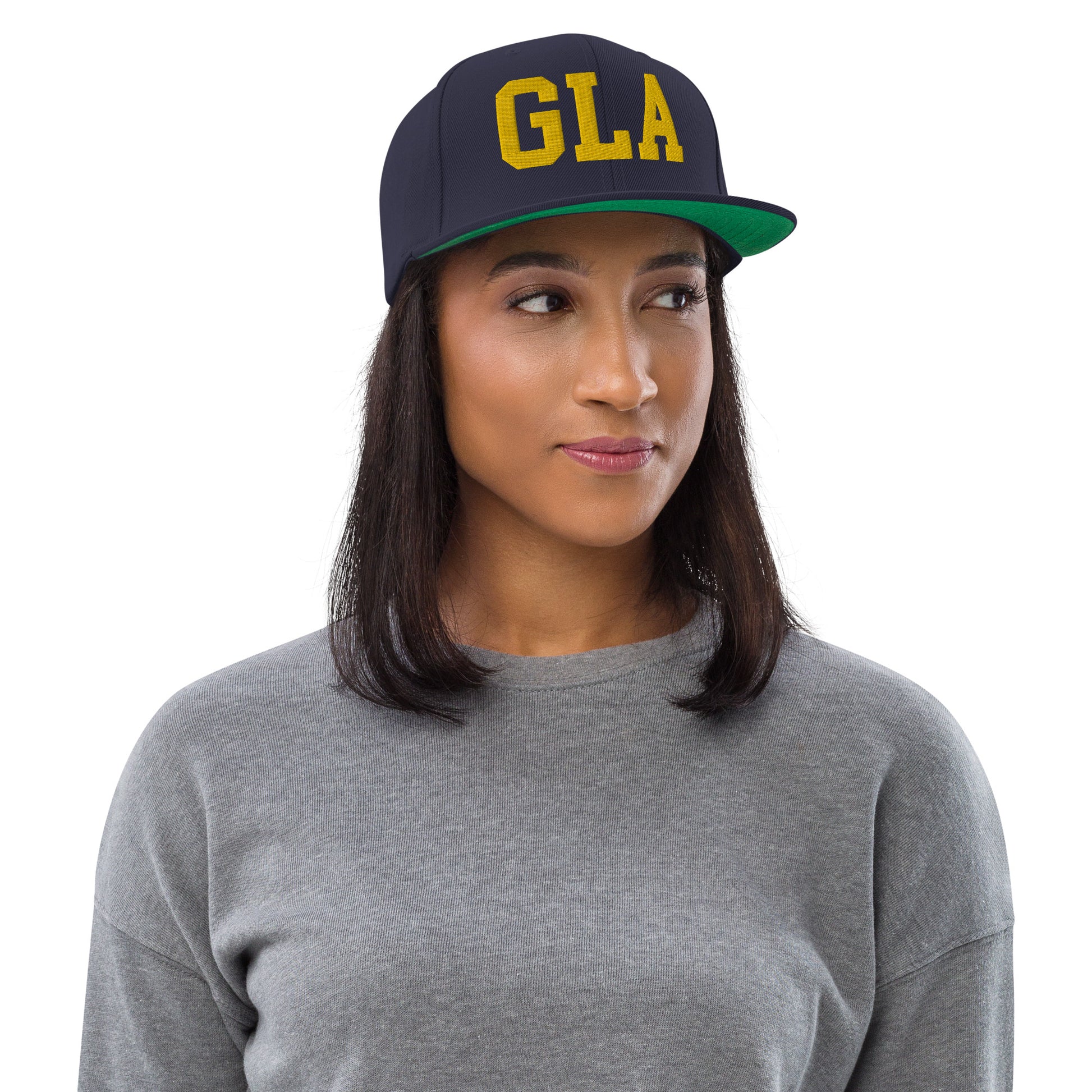 College-Style Classic Snapback Hat • Gold • GLA Glasgow • YHM Designs - Image 04