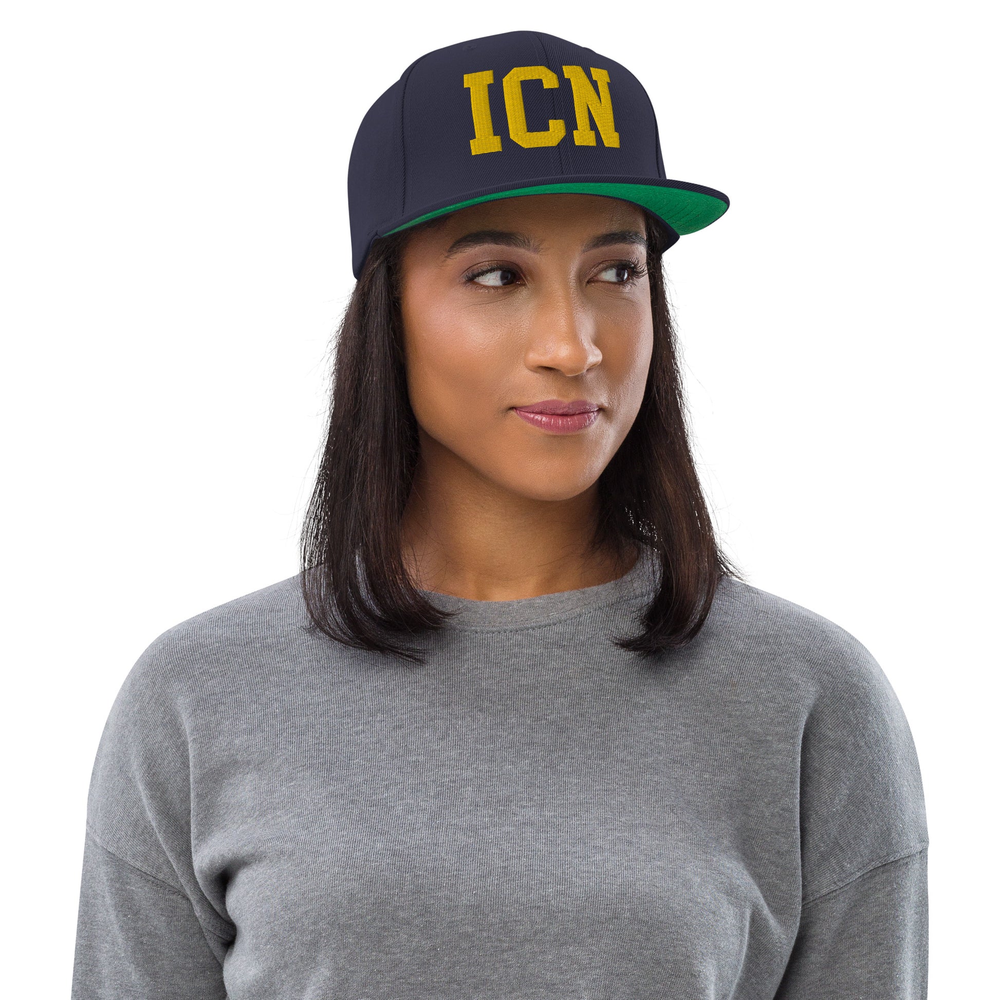 College-Style Classic Snapback Hat • Gold • ICN Seoul • YHM Designs - Image 04