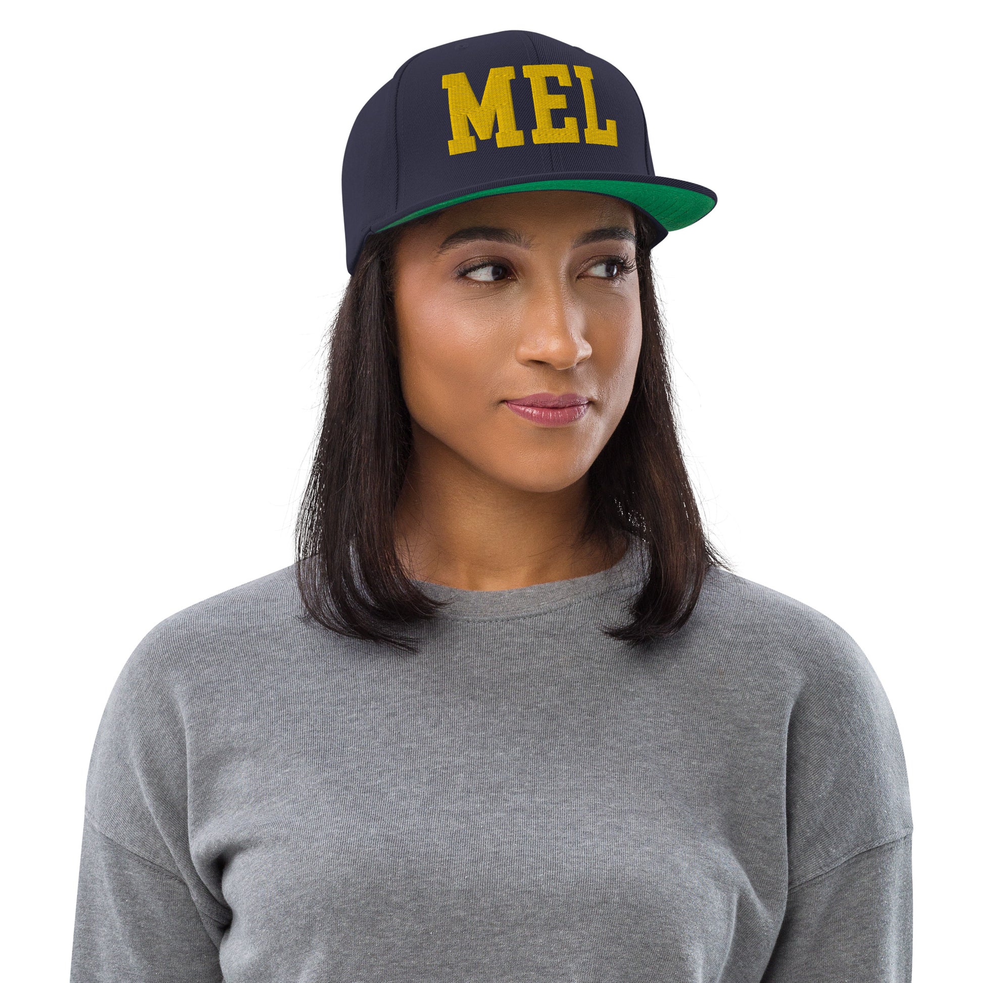 College-Style Classic Snapback Hat • Gold • MEL Melbourne • YHM Designs - Image 04