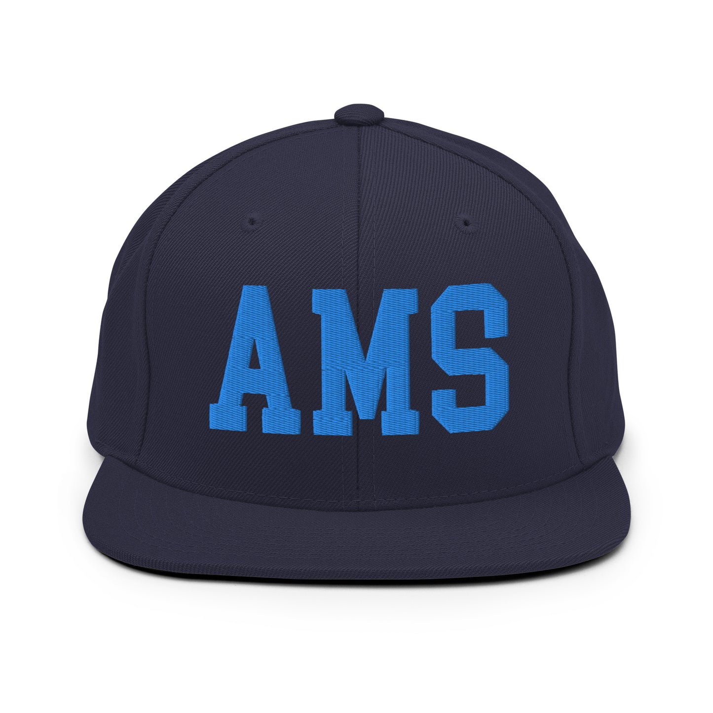 College-Style Classic Snapback Hat • Aqua Blue • AMS Amsterdam • YHM Designs - Image 07