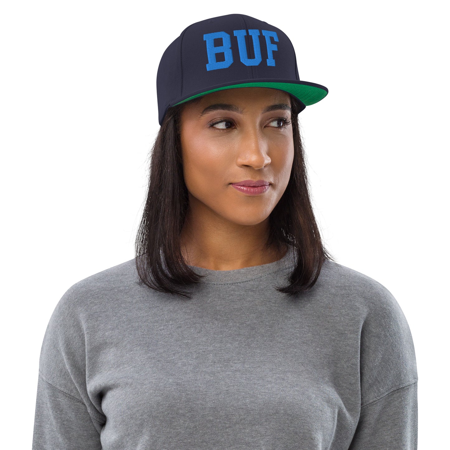 College-Style Classic Snapback Hat • Aqua Blue • BUF Buffalo • YHM Designs - Image 04