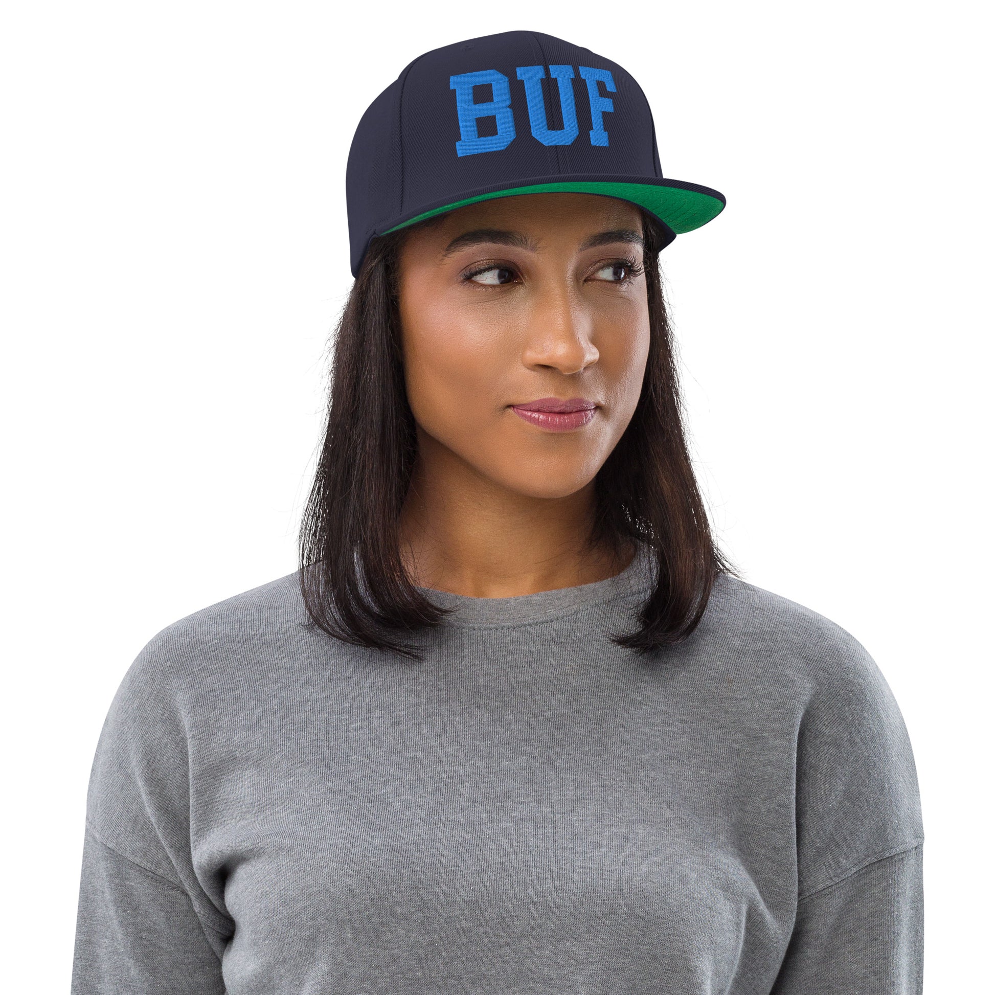 College-Style Classic Snapback Hat • Aqua Blue • BUF Buffalo • YHM Designs - Image 04