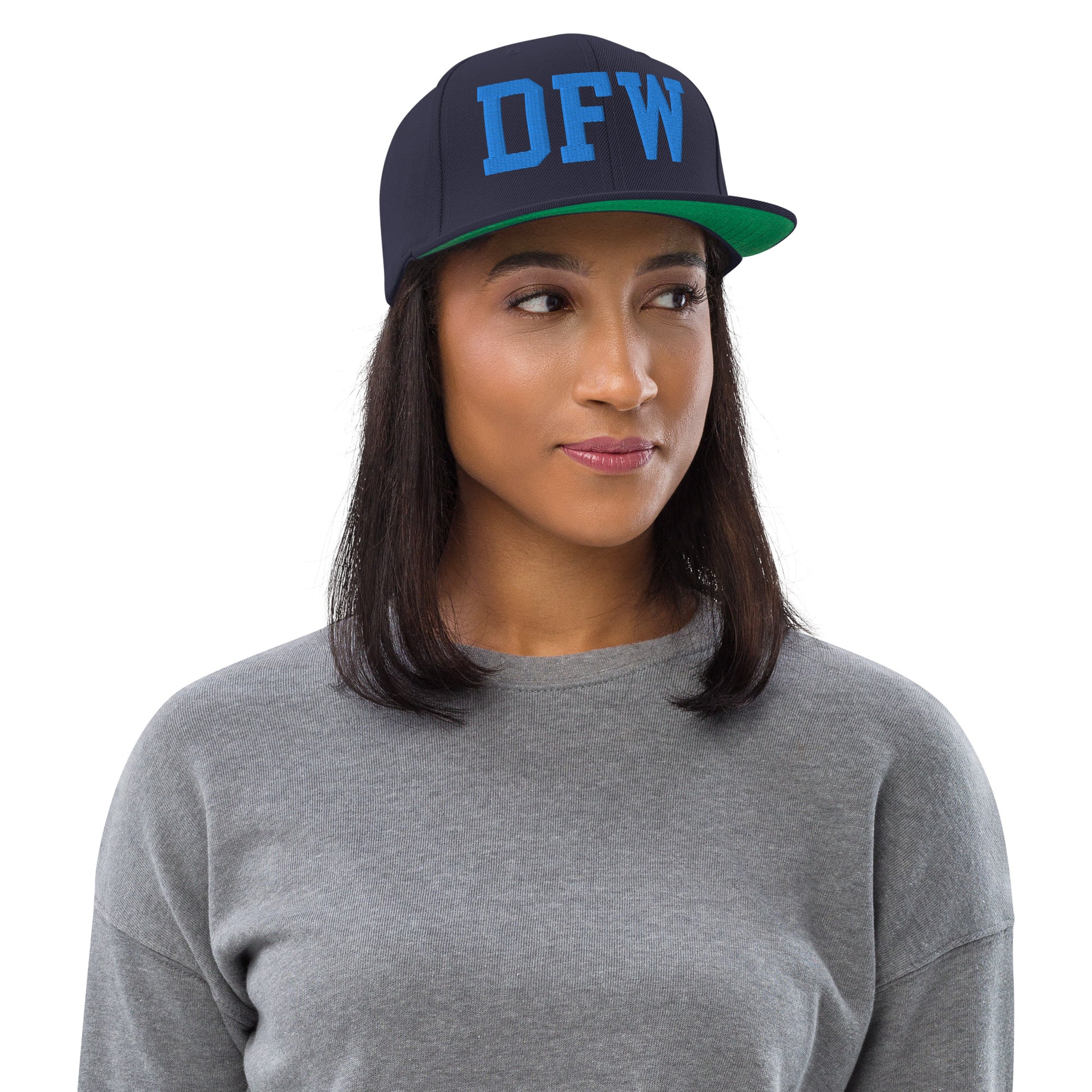 College-Style Classic Snapback Hat • Aqua Blue • DFW Dallas • YHM Designs - Image 04