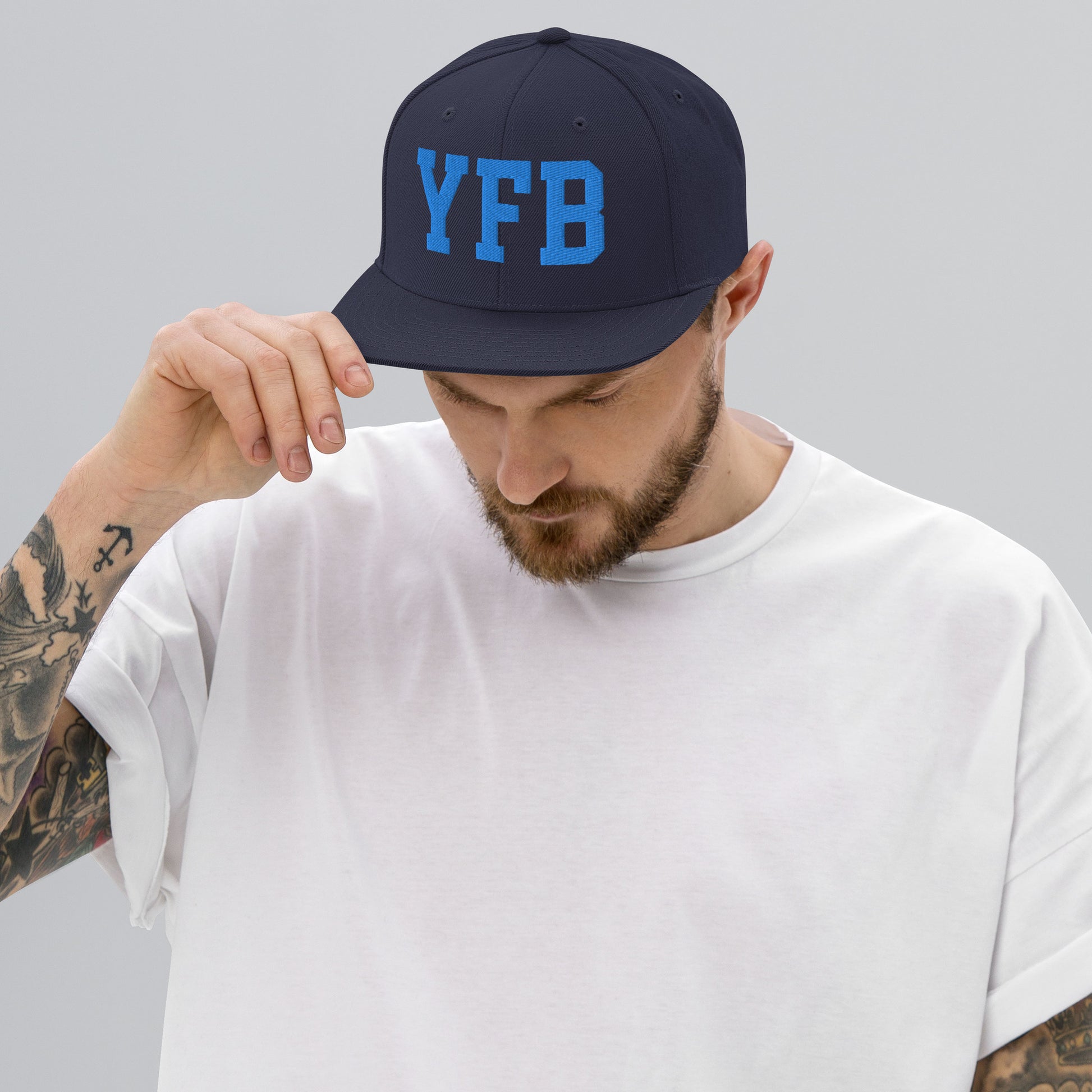 College-Style Classic Snapback Hat • Aqua Blue • YFB Iqaluit Souvenir • YHM Designs - Image 06