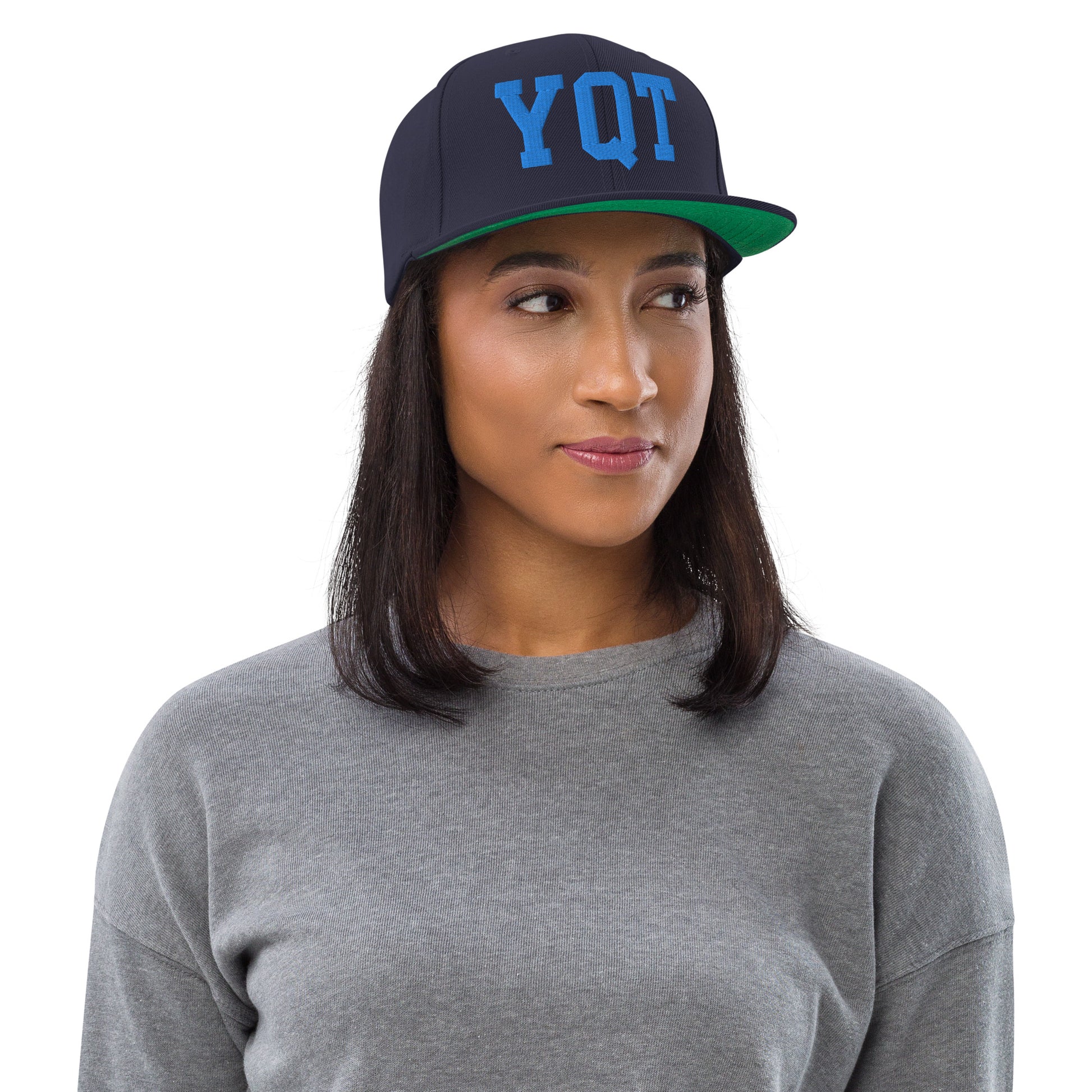 College-Style Classic Snapback Hat • Aqua Blue • YQT Thunder Bay • YHM Designs - Image 04