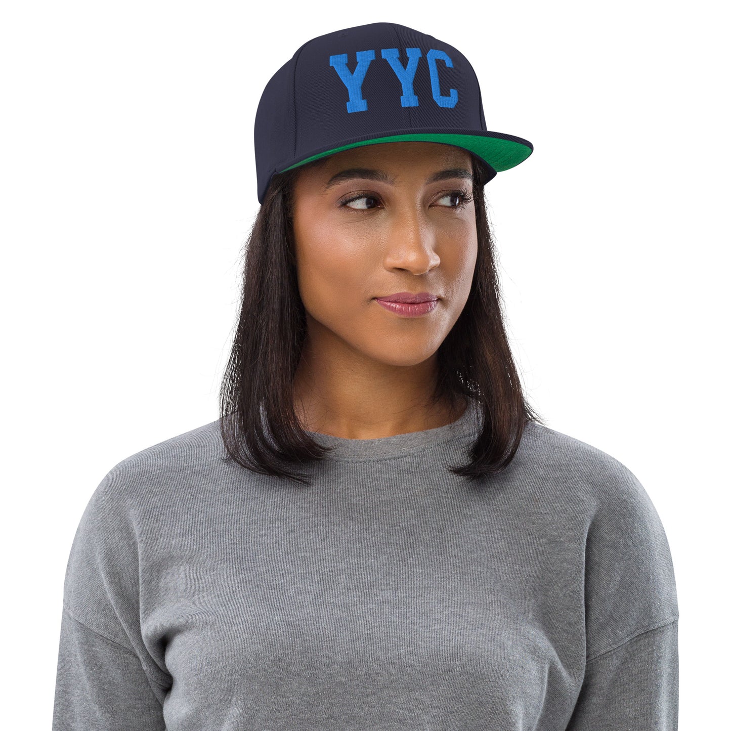 College-Style Classic Snapback Hat • Aqua Blue • YYC Calgary • YHM Designs - Image 04