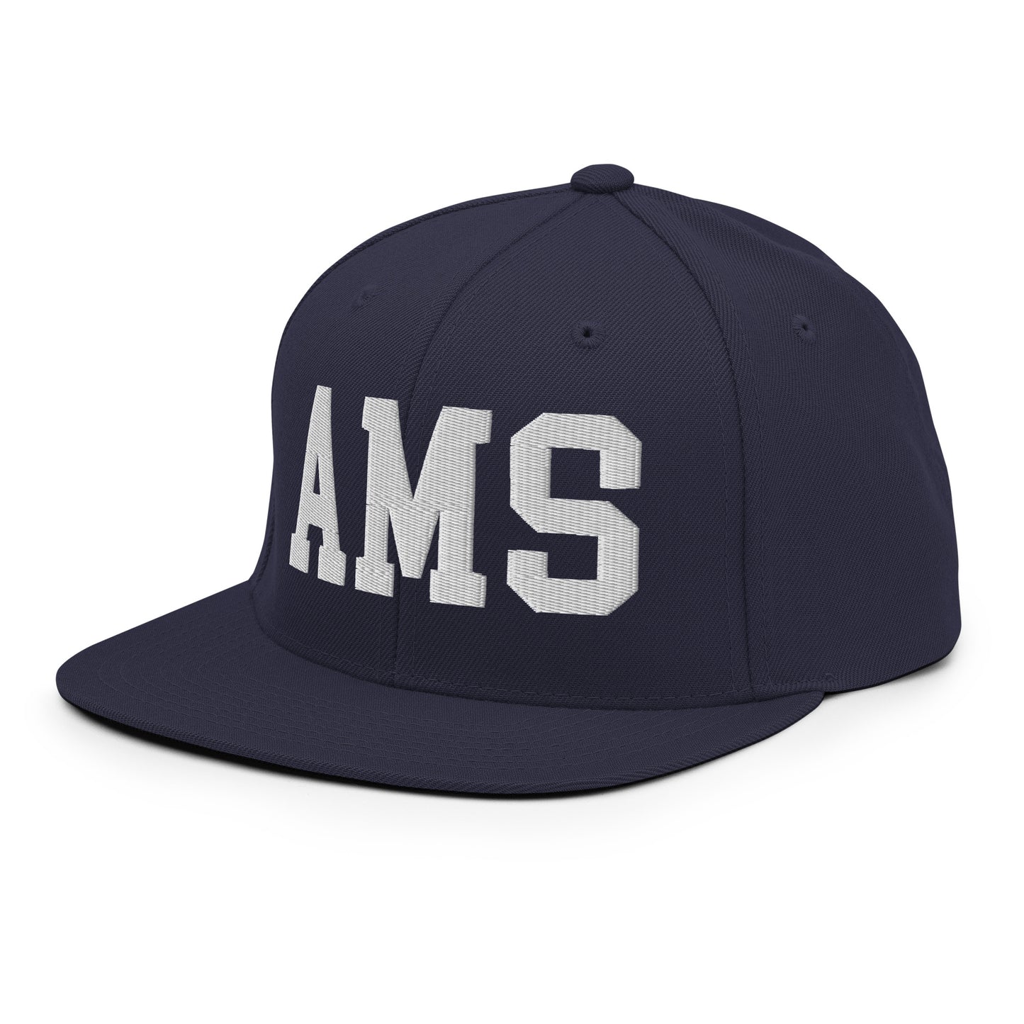 College-Style Classic Snapback Hat • White • AMS Amsterdam • YHM Designs - Image 17