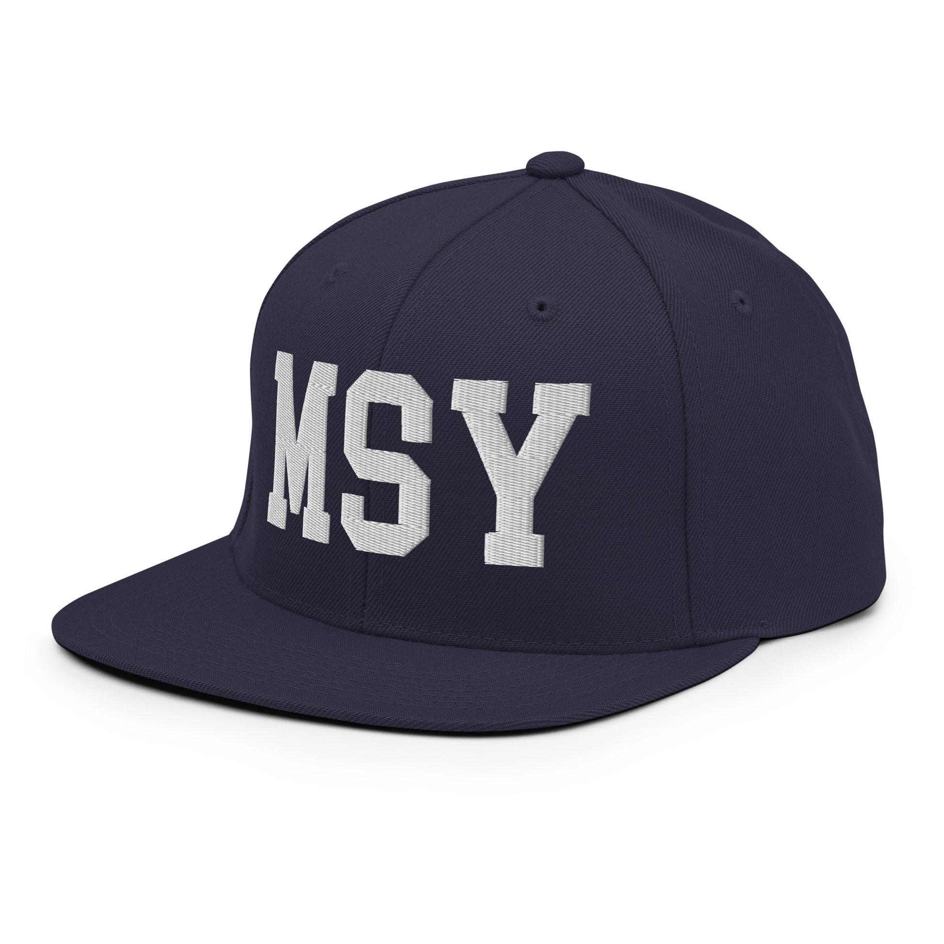 College-Style Classic Snapback Hat • White • MSY New Orleans Souvenir • YHM Designs - Image 17