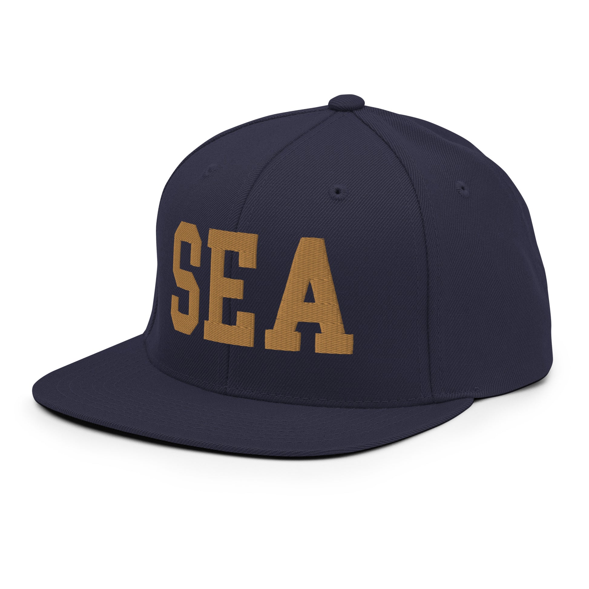 College-Style Classic Snapback Hat • Old Gold • SEA Seattle • YHM Designs - Image 16