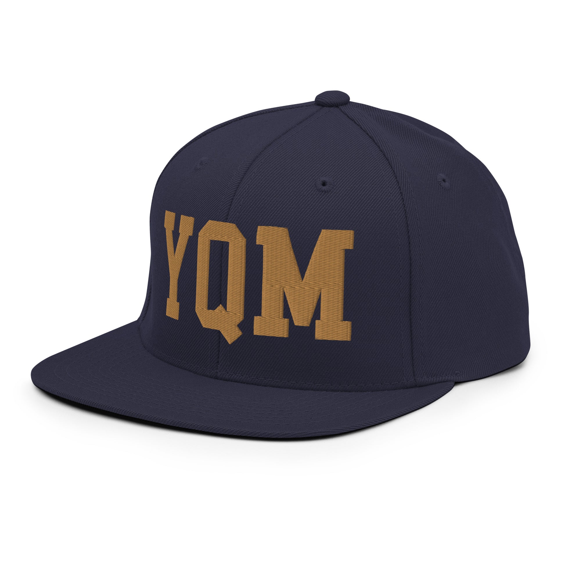 College-Style Classic Snapback Hat • Old Gold • YQM Moncton • YHM Designs - Image 16