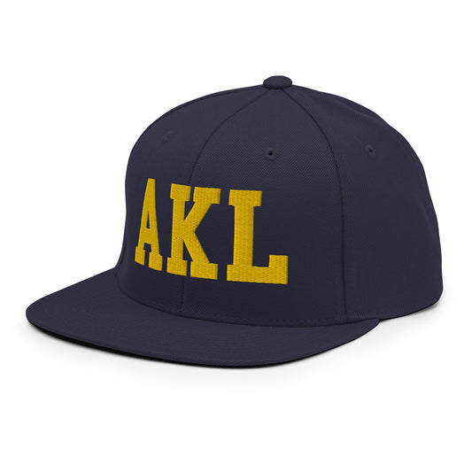 College-Style Classic Snapback Hat • Gold • AKL Auckland • YHM Designs - Image 01