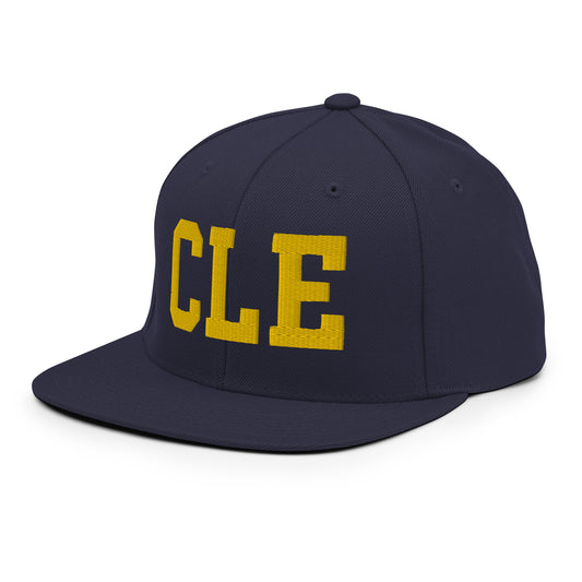 College-Style Classic Snapback Hat • Gold • CLE Cleveland • YHM Designs - Image 01