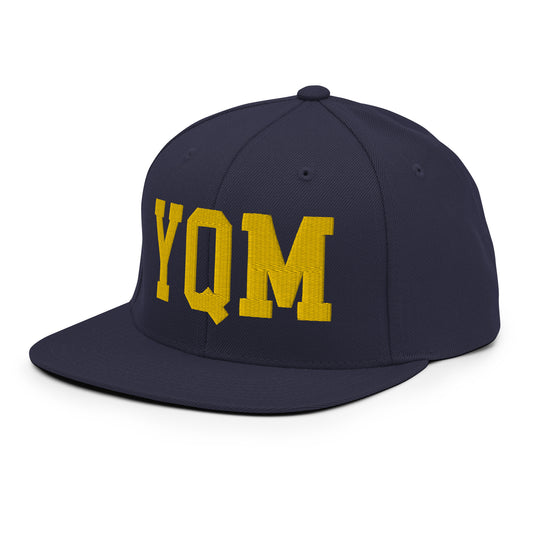 College-Style Classic Snapback Hat • Gold • YQM Moncton • YHM Designs - Image 01