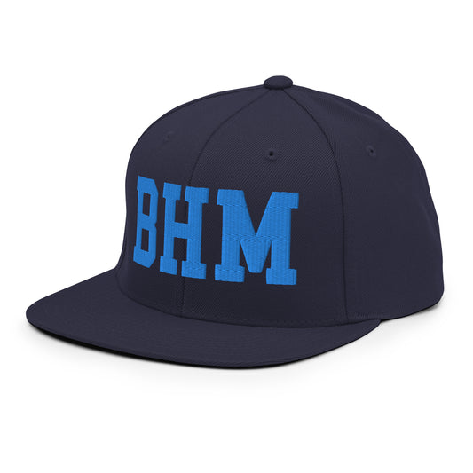 College-Style Classic Snapback Hat • Aqua Blue • BHM Birmingham • YHM Designs - Image 01