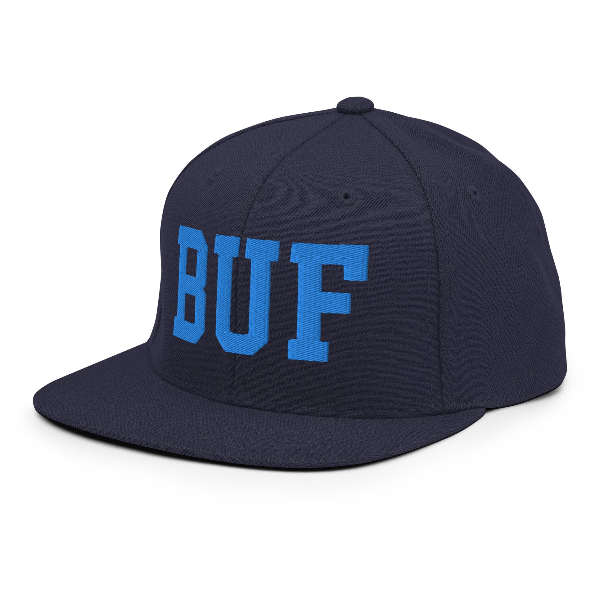 College-Style Classic Snapback Hat • Aqua Blue • BUF Buffalo • YHM Designs - Image 01