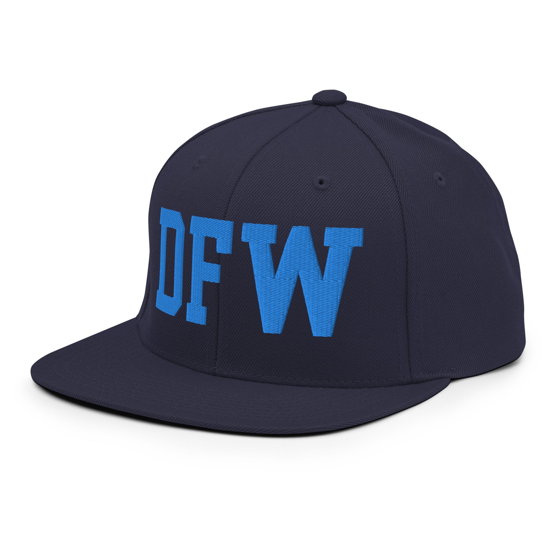 College-Style Classic Snapback Hat • Aqua Blue • DFW Dallas • YHM Designs - Image 01