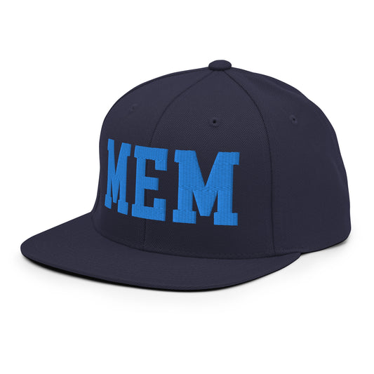 College-Style Classic Snapback Hat • Aqua Blue • MEM Memphis • YHM Designs - Image 01
