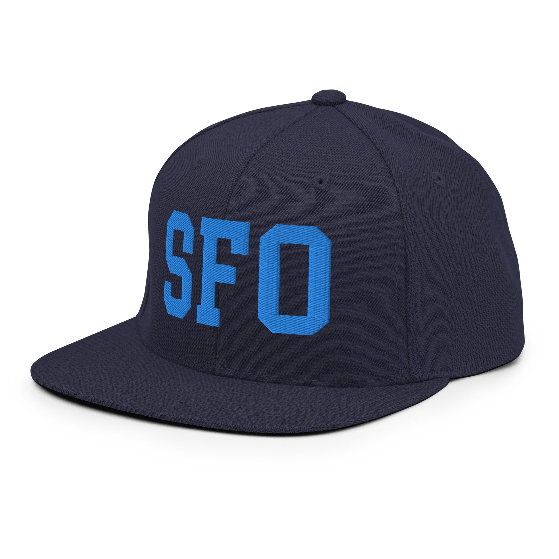 College-Style Classic Snapback Hat • Aqua Blue • SFO San Francisco • YHM Designs - Image 01