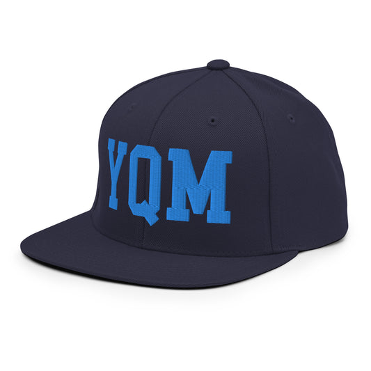 College-Style Classic Snapback Hat • Aqua Blue • YQM Moncton • YHM Designs - Image 01