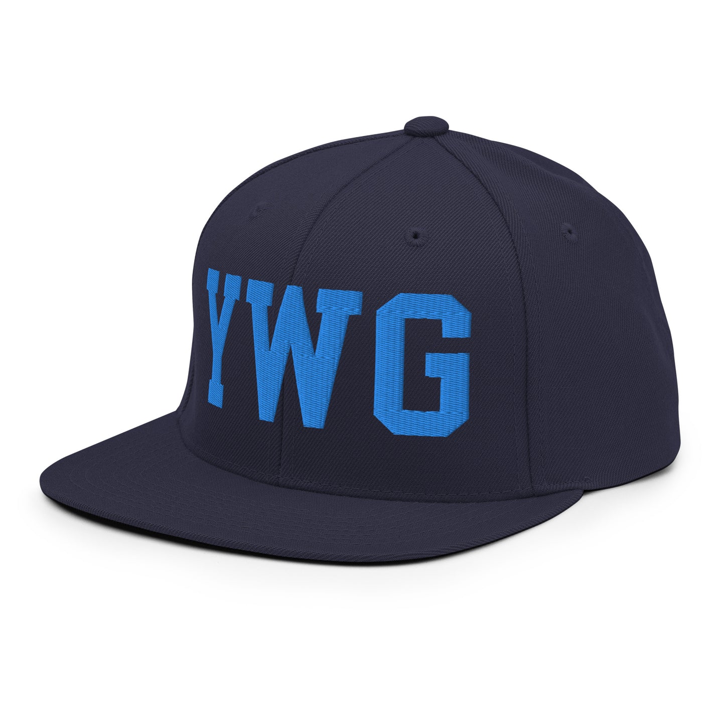College-Style Classic Snapback Hat • Aqua Blue • YWG Winnipeg Souvenir • YHM Designs - Image 01