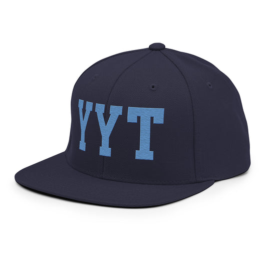 College-Style Classic Snapback Hat • Aqua Blue • YYT St. John's • YHM Designs - Image 01
