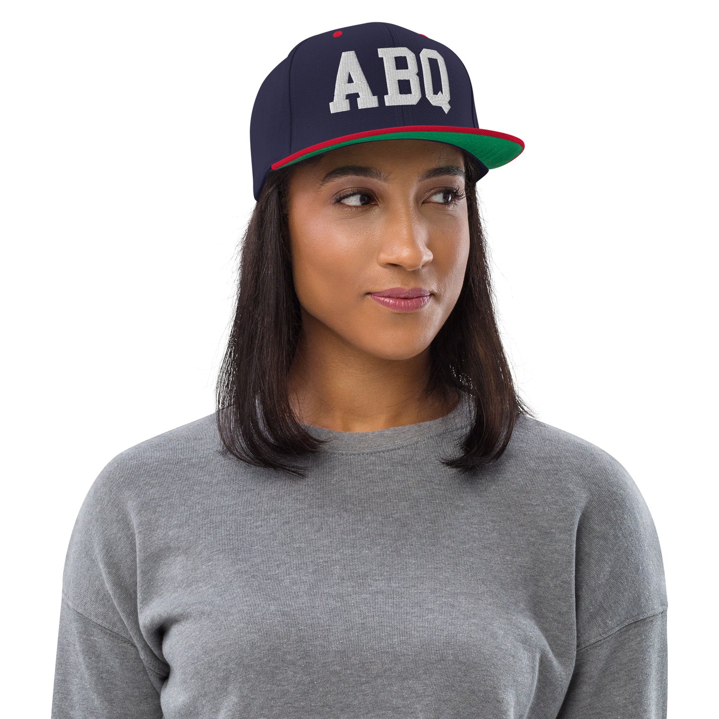 College-Style Classic Snapback Hat • White • ABQ Albuquerque • YHM Designs - Image 04