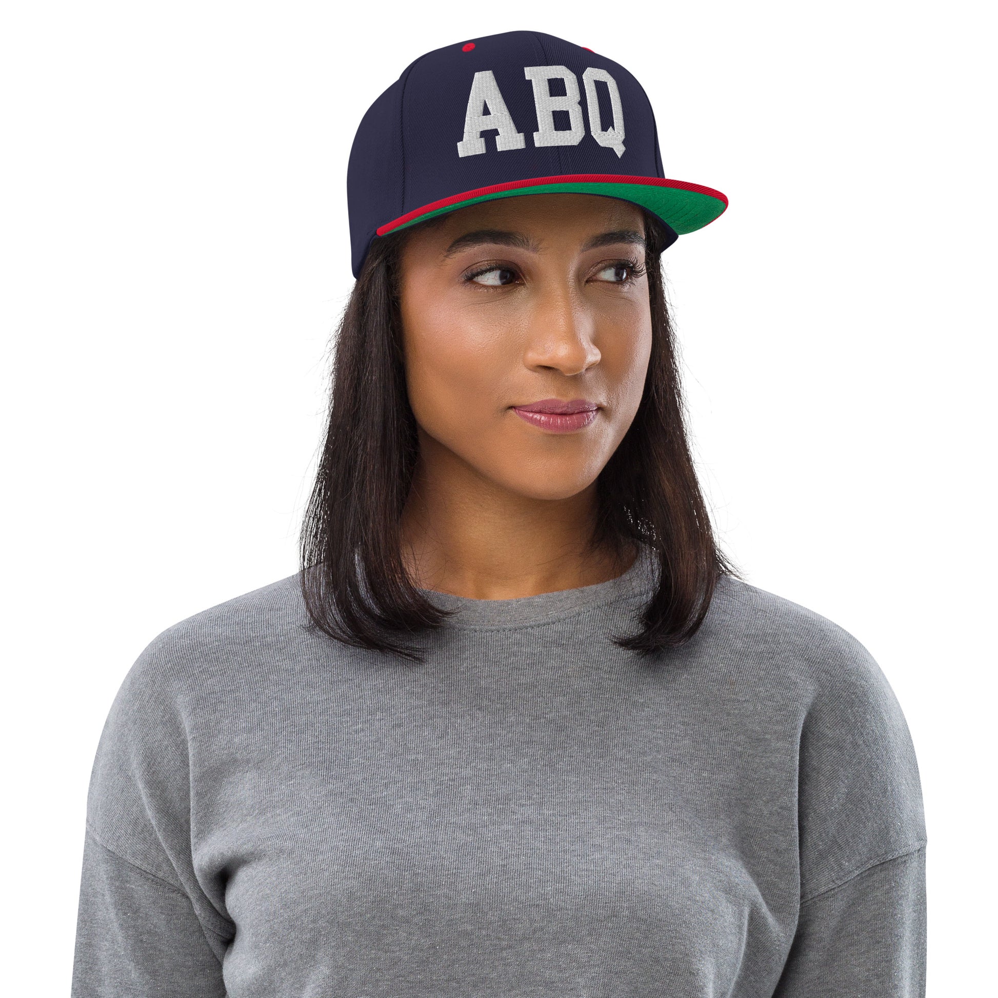 College-Style Classic Snapback Hat • White • ABQ Albuquerque • YHM Designs - Image 04