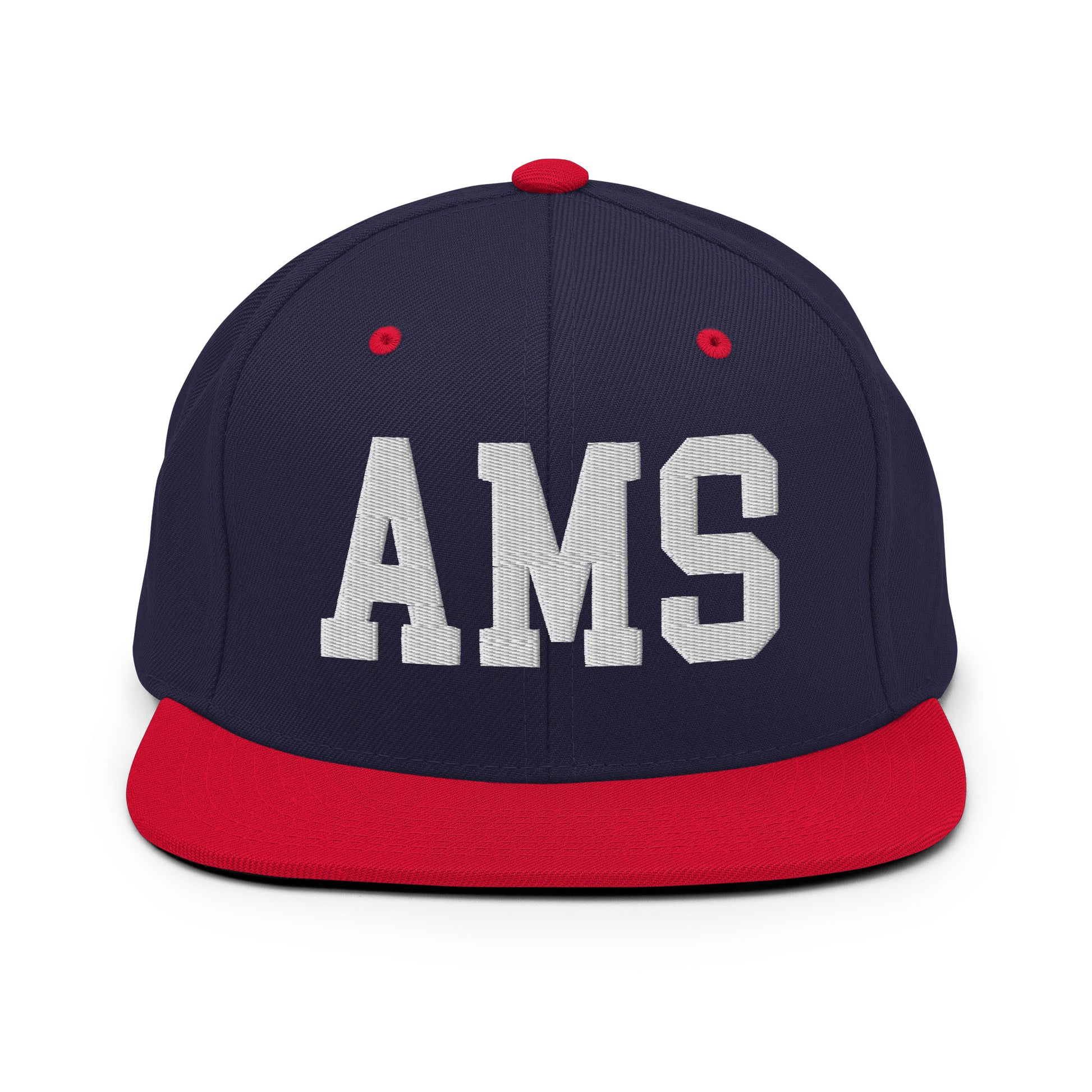 College-Style Classic Snapback Hat • White • AMS Amsterdam • YHM Designs - Image 19