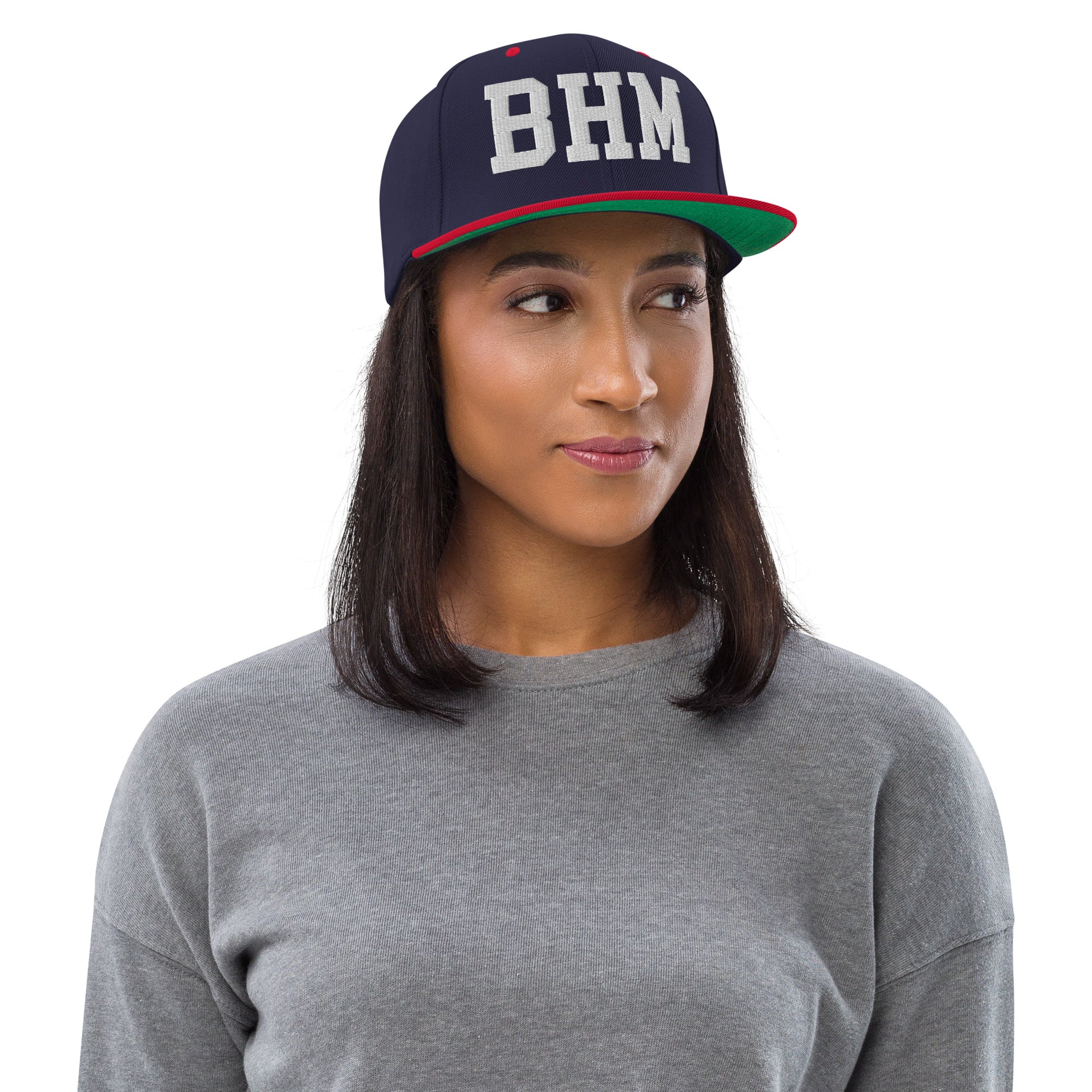 College-Style Classic Snapback Hat • White • BHM Birmingham • YHM Designs - Image 04