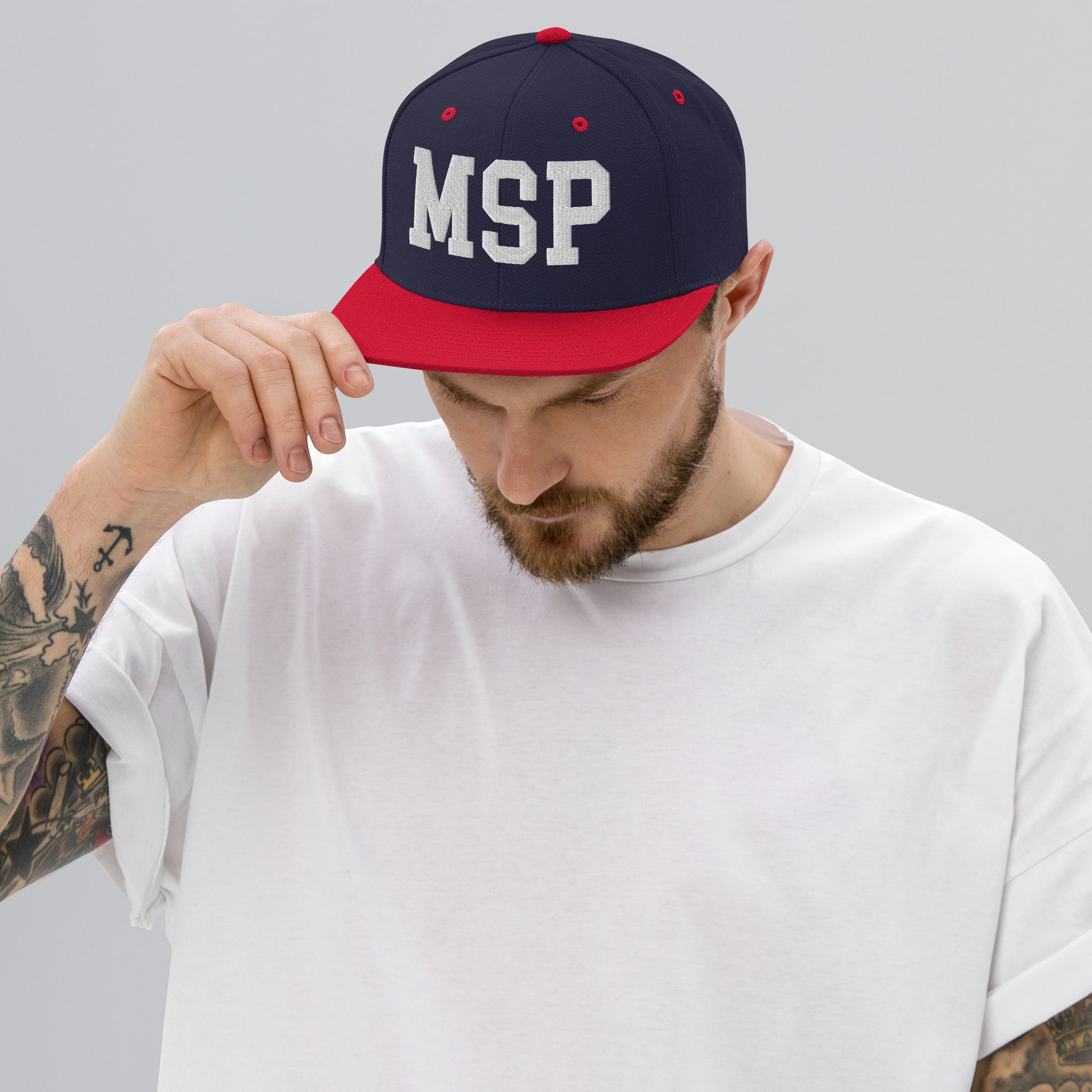 College-Style Classic Snapback Hat • White • MSP Minneapolis • YHM Designs - Image 06
