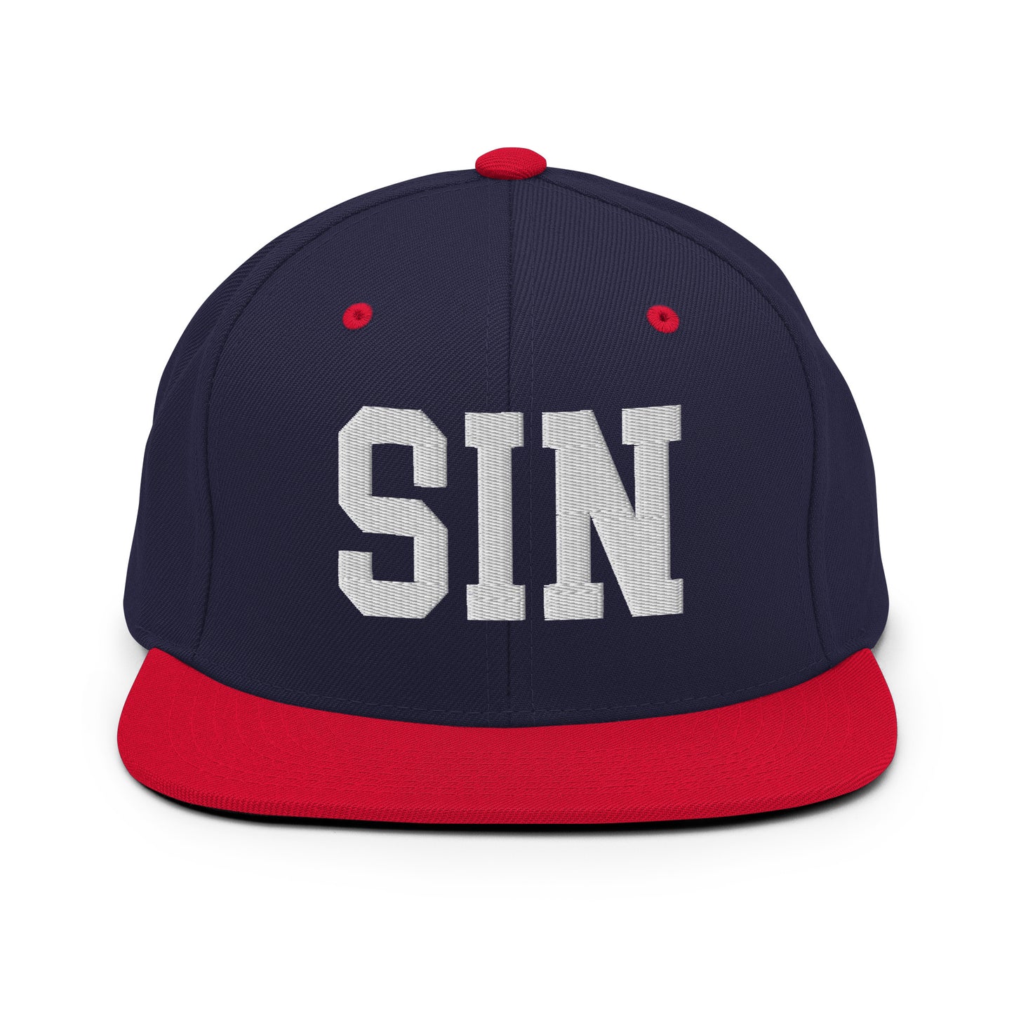 College-Style Classic Snapback Hat • White • SIN Singapore Souvenir • YHM Designs - Image 19