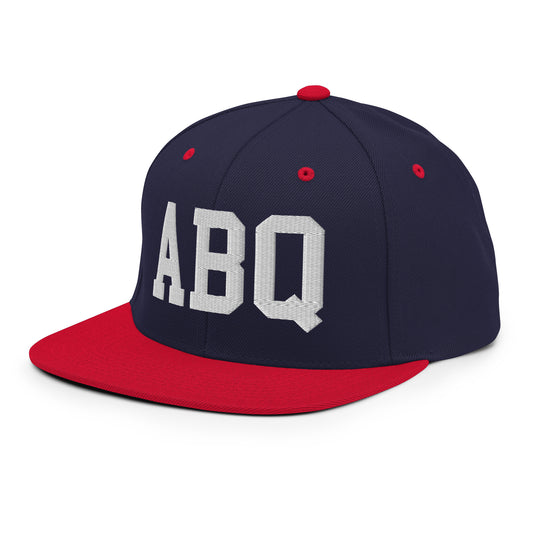 College-Style Classic Snapback Hat • White • ABQ Albuquerque • YHM Designs - Image 01