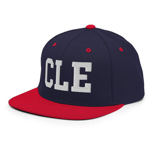 College-Style Classic Snapback Hat • White • CLE Cleveland • YHM Designs - Image 01