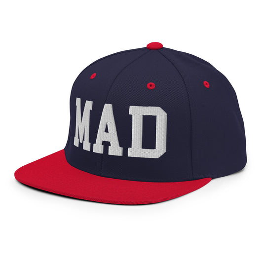 College-Style Classic Snapback Hat • White • MAD Madrid • YHM Designs - Image 01